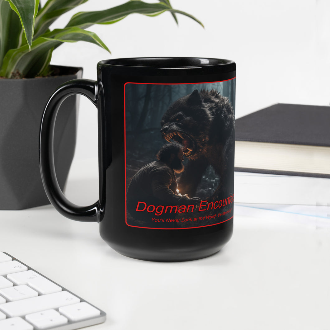 Dogman Encounters Bearwolf Collection Black Glossy Mug