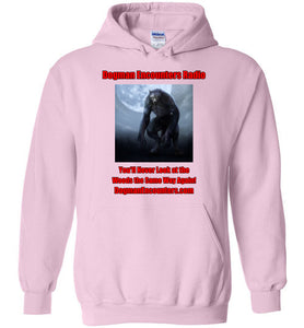 Dogman Encounters Nocturnal Collection Hooded Sweatshirt (red/black font) - Dogman Encounters