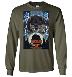 Men's Dogman Encounters Pathfinder Collection Long Sleeve T-Shirt (design 3, with straight border) - Dogman Encounters