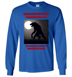 Men's Dogman Encounters Stalker Collection Long Sleeve T-Shirt (red/black font) - Dogman Encounters