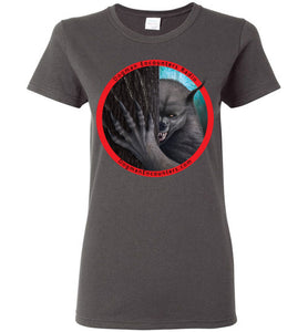 Ladies Dogman Encounters Rogue Collection T-Shirt (red border with black font) - Dogman Encounters