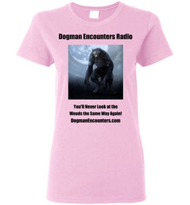 Ladies Dogman Encounters Nocturnal Collection T-Shirt (black font) - Dogman Encounters