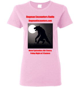 Ladies Dogman Encounters Stalker Collection T-Shirt (red font) - Dogman Encounters