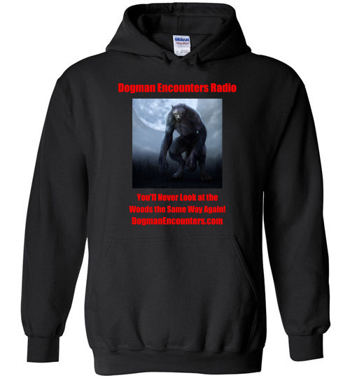 Dogman Encounters Nocturnal Collection Hooded Sweatshirt (red font) - Dogman Encounters