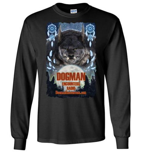 Men's Dogman Encounters Pathfinder Collection Long Sleeve T-Shirt (design 1, with ripped border) - Dogman Encounters