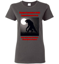 Ladies Dogman Encounters Stalker Collection T-Shirt (red/black font) - Dogman Encounters