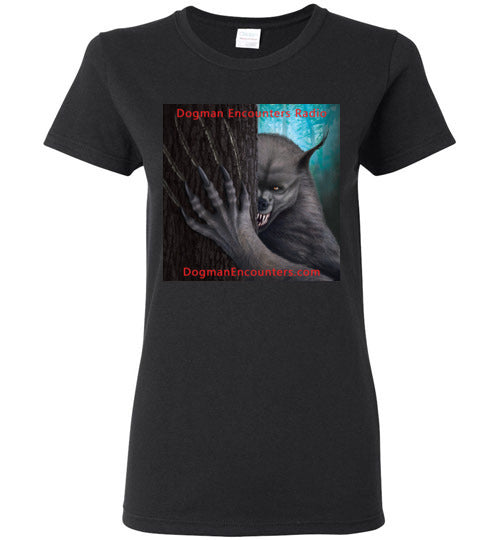 Ladies Dogman Encounters Rogue Collection T-Shirt (square with red font) - Dogman Encounters