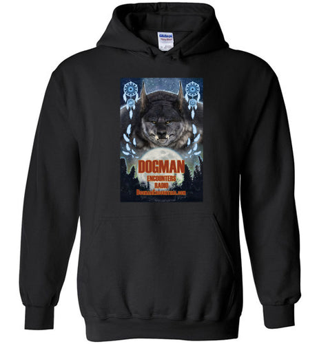 Dogman Encounters Pathfinder Collection Hooded Sweatshirt (design 1, with straight border) - Dogman Encounters