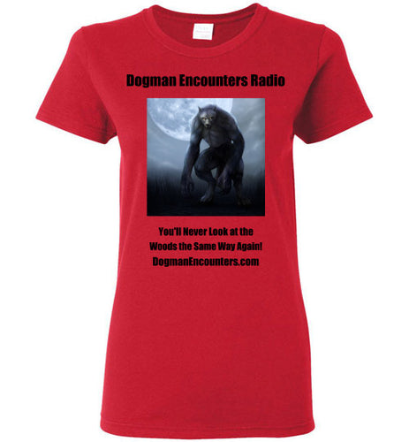 Ladies Dogman Encounters Nocturnal Collection T-Shirt (black font) - Dogman Encounters