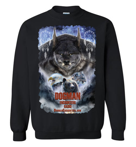 Dogman Encounters Pathfinder Collection Crew Neck Sweatshirt (design 2, with ripped Border) - Dogman Encounters