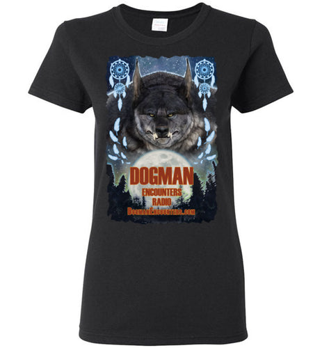 Ladies Dogman Encounters Pathfinder Collection T-Shirt (design 1, with ripped border) - Dogman Encounters