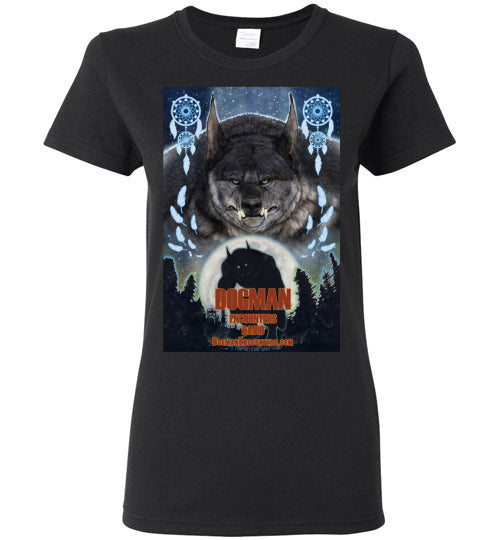Ladies Dogman Encounters Pathfinder Collection T-Shirt (design 3, with straight border) - Dogman Encounters